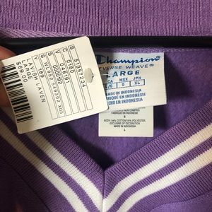 purple champion v neck sweatshirt